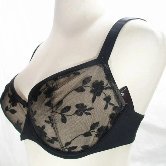 34DD Felina 190013 Sabrina Sheer Lace Demi Underwire Bra Black NWT - Picture 7 of 12